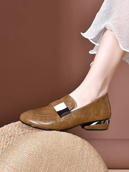 100% genuine leather soft sole low heel leather shoes