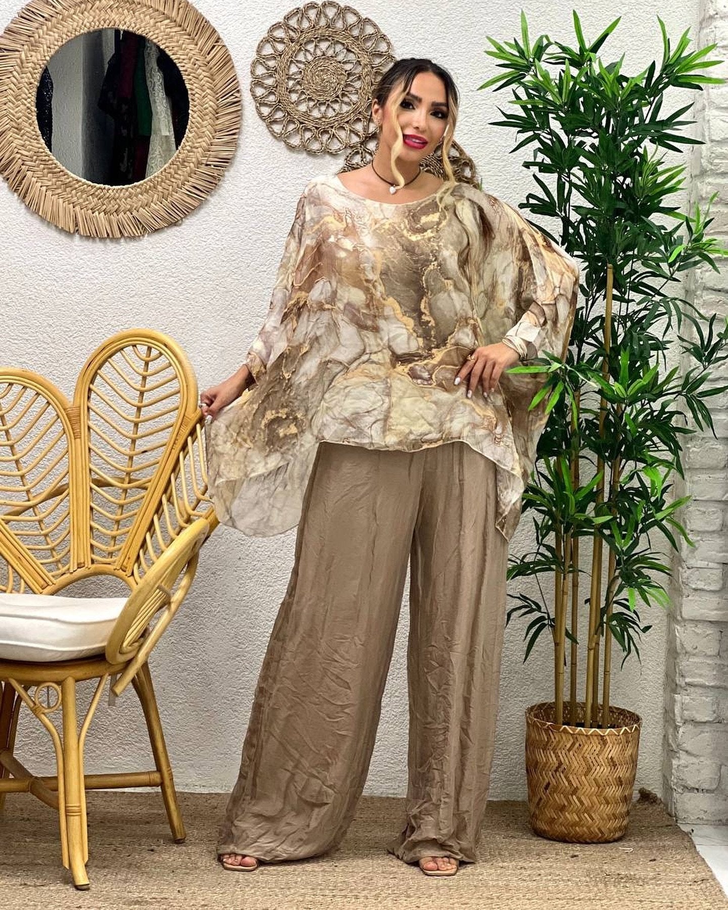 Light and elegant ice silk suit