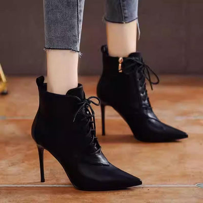 Women's pointed leather high heels