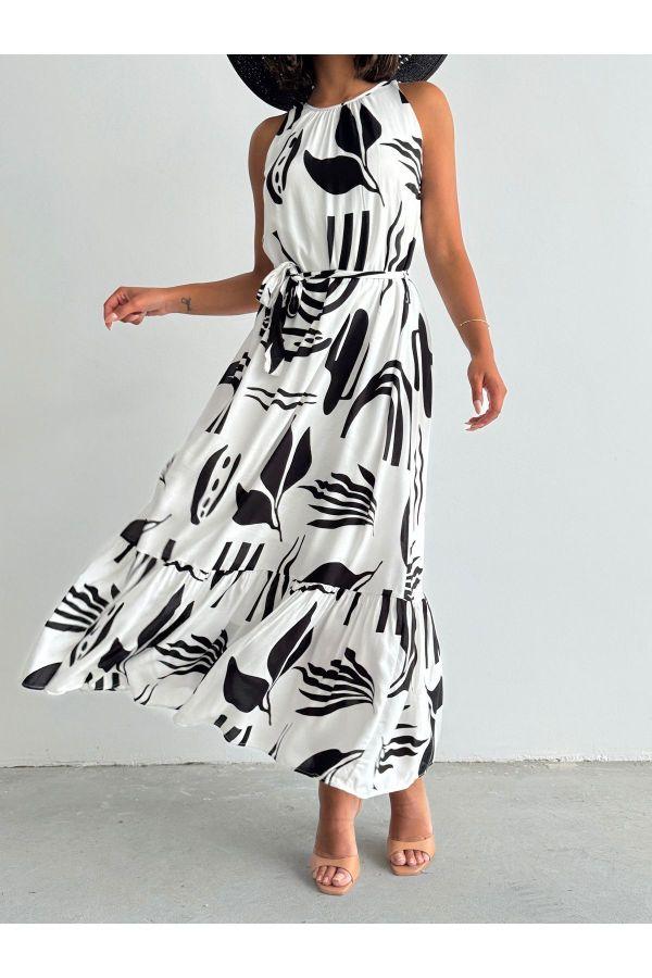 Black and white dress with ruffled skirt