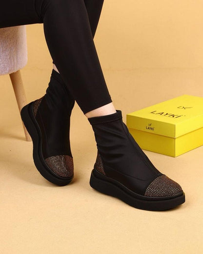 Elastic breathable diamond-studded casual shoes women's boots