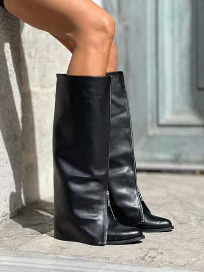 Women's black zip-up boots