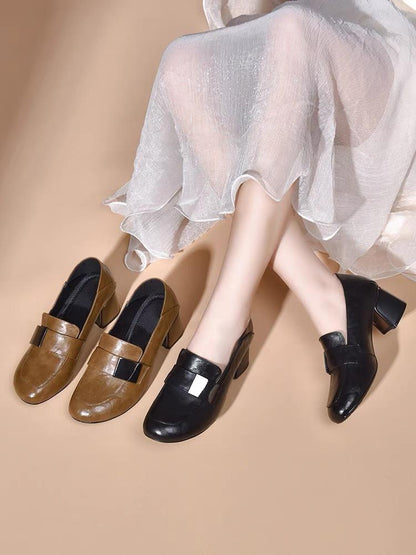 100% genuine leather soft sole low heel leather shoes