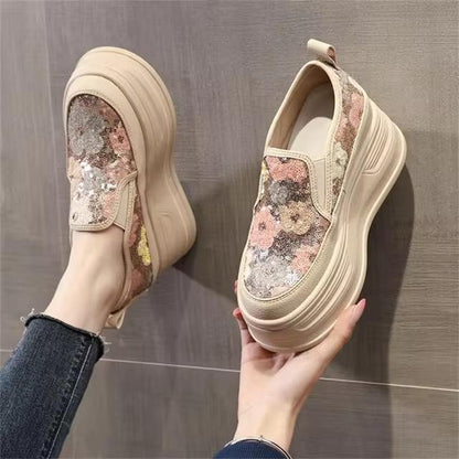 8cm thick sole sneakers casual shiny leather comfortable high brand fashion autumn shoes