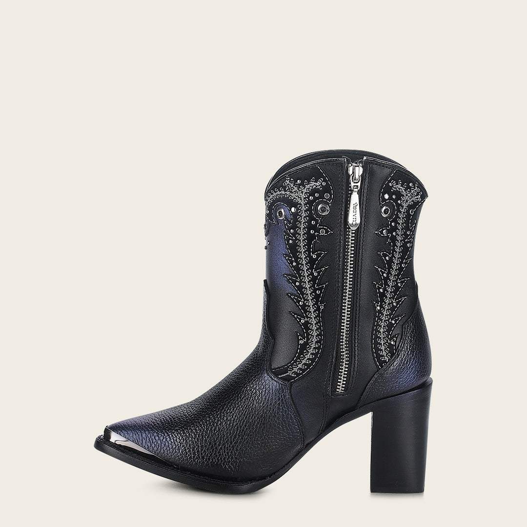 Beautifully embroidered genuine leather women's ankle boots