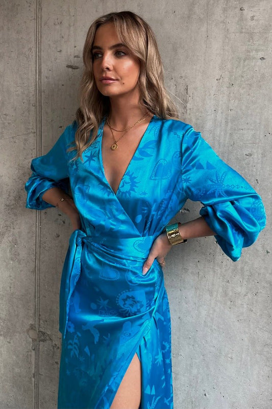 Turquoise Summer Wrap Dress