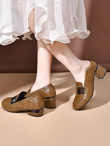 100% genuine leather soft sole low heel leather shoes