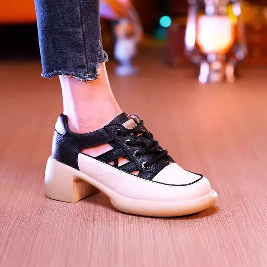 Casual hollow thick heel low heel women's sandals