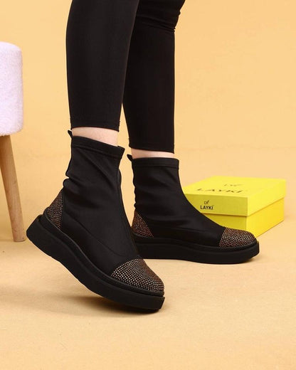 Elastic breathable diamond-studded casual shoes women's boots