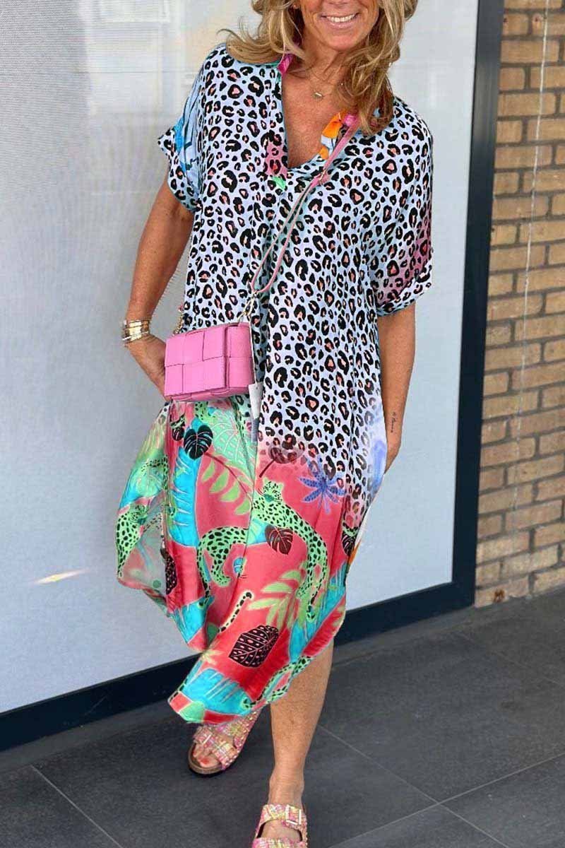 Colorful leopard print dress