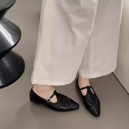 Genuine leather soft sole hollow pattern women's shoes