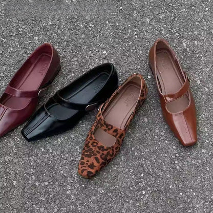 Genuine leather soft sole elastic flats