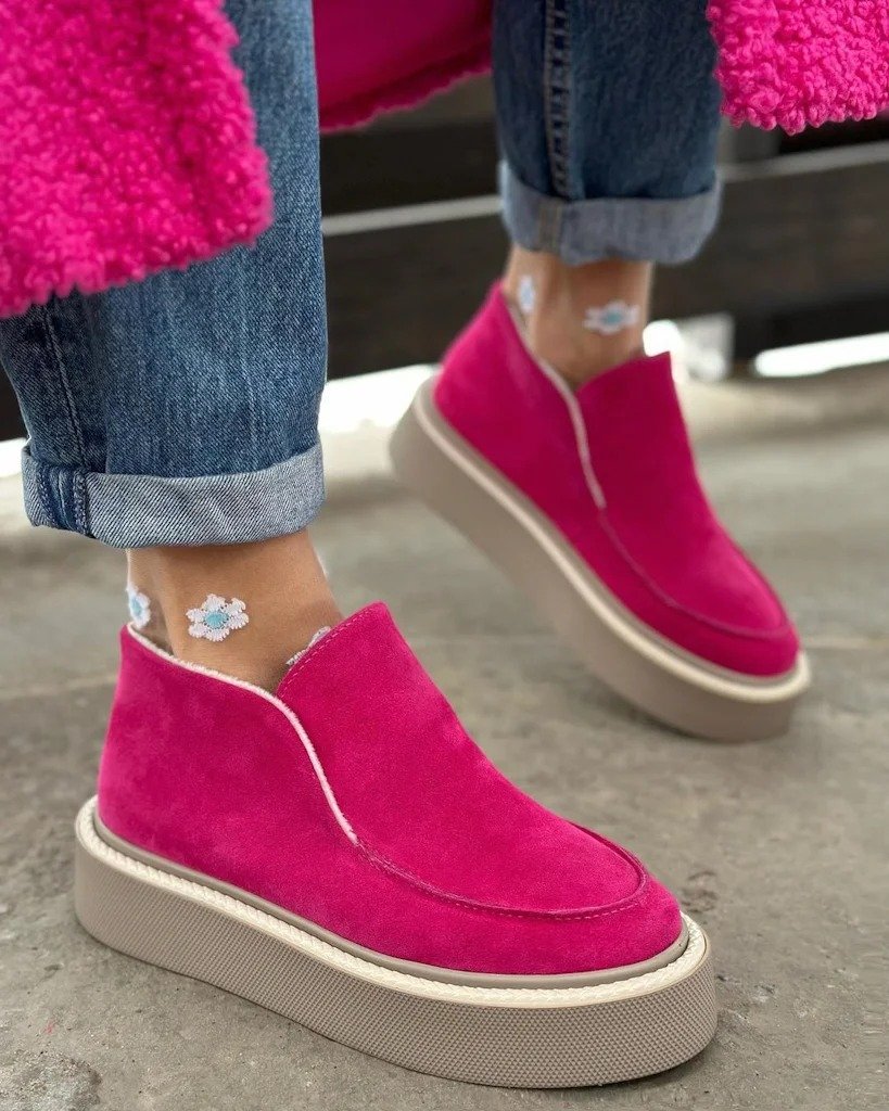 Women's wear-resistant leather hard-soled sneakers casual shoes