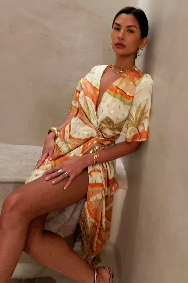 Palm Ceryes Wrap Dress