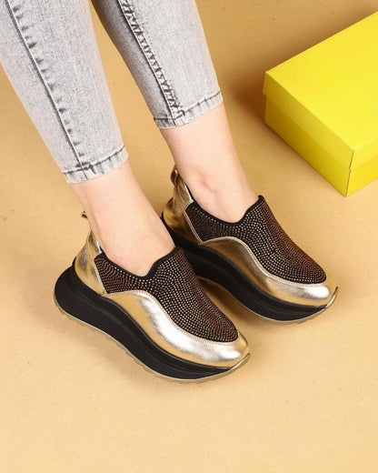 Arch support, breathable, enhanced, rhinestoned casual shoes, sneakers