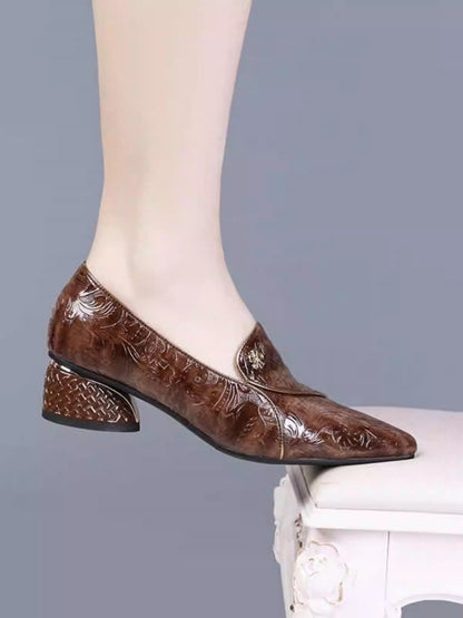 Women's genuine leather low heel soft sole shoes