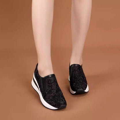 Arch support spinning rhinestone casual shoes