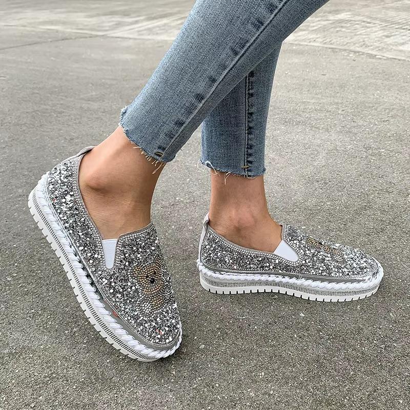 Bear rhinestone casual shoes flat shoes