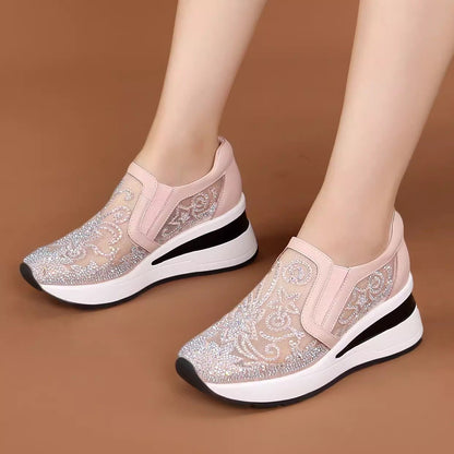 Arch support spinning rhinestone casual shoes