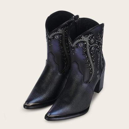 Beautifully embroidered genuine leather women's ankle boots