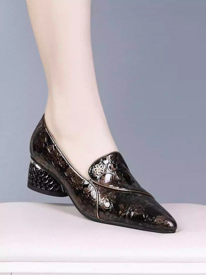 Women's genuine leather low heel soft sole shoes