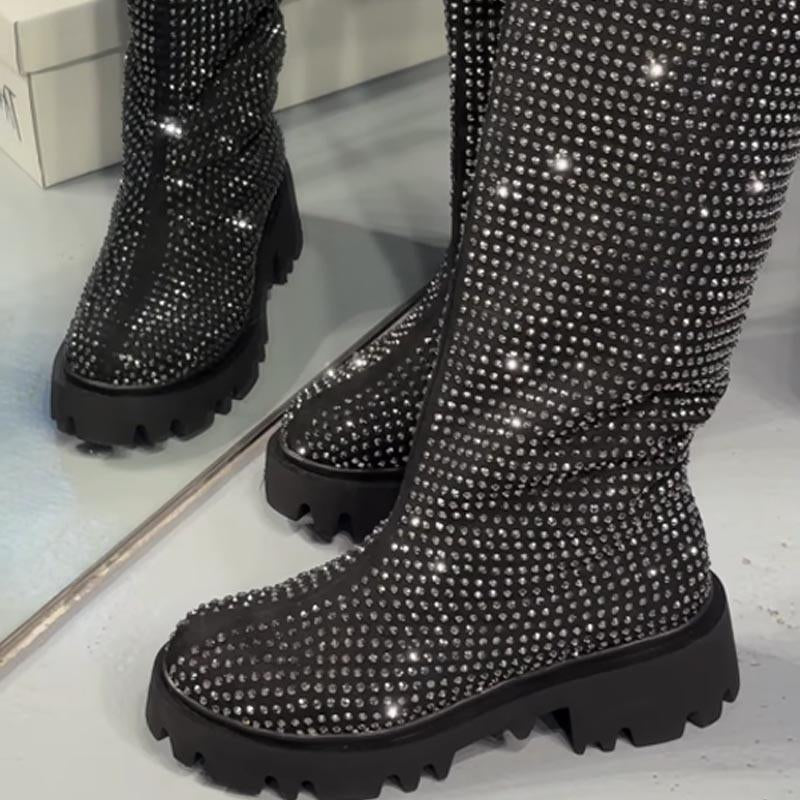 Fashion Rhinestone Sparkle Platform Boots