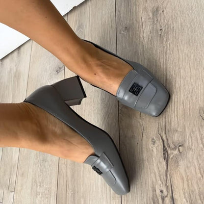 Fashion Square Toe Block Heel High Heels