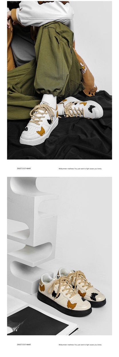 Vintage Distressed White Butterfly Shoes