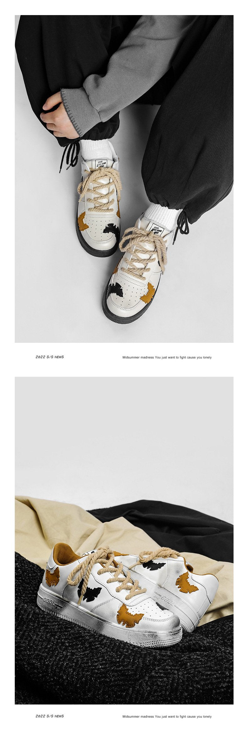 Vintage Distressed White Butterfly Shoes