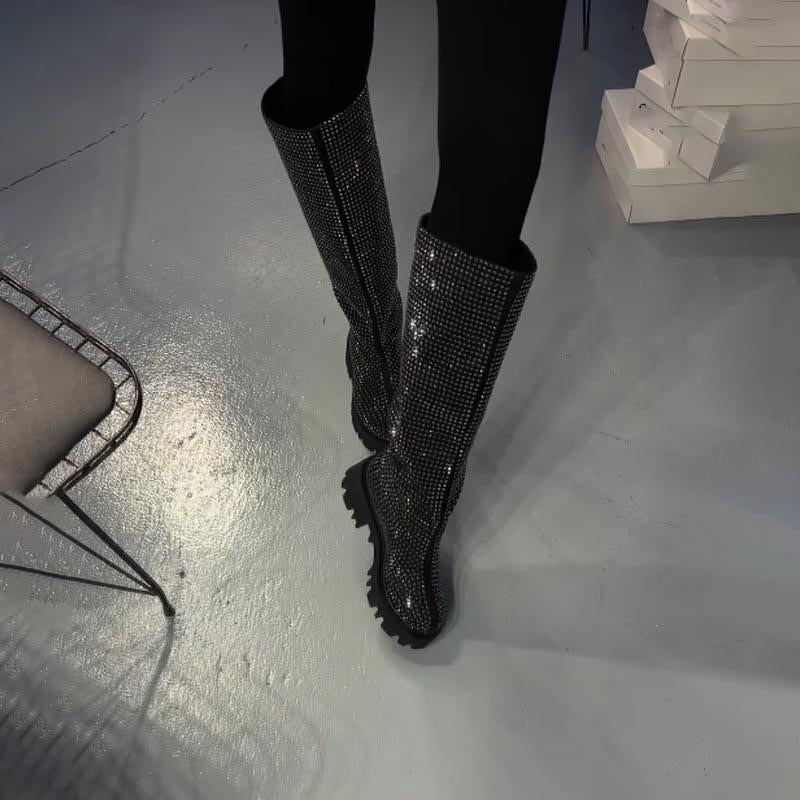 Fashion Rhinestone Sparkle Platform Boots