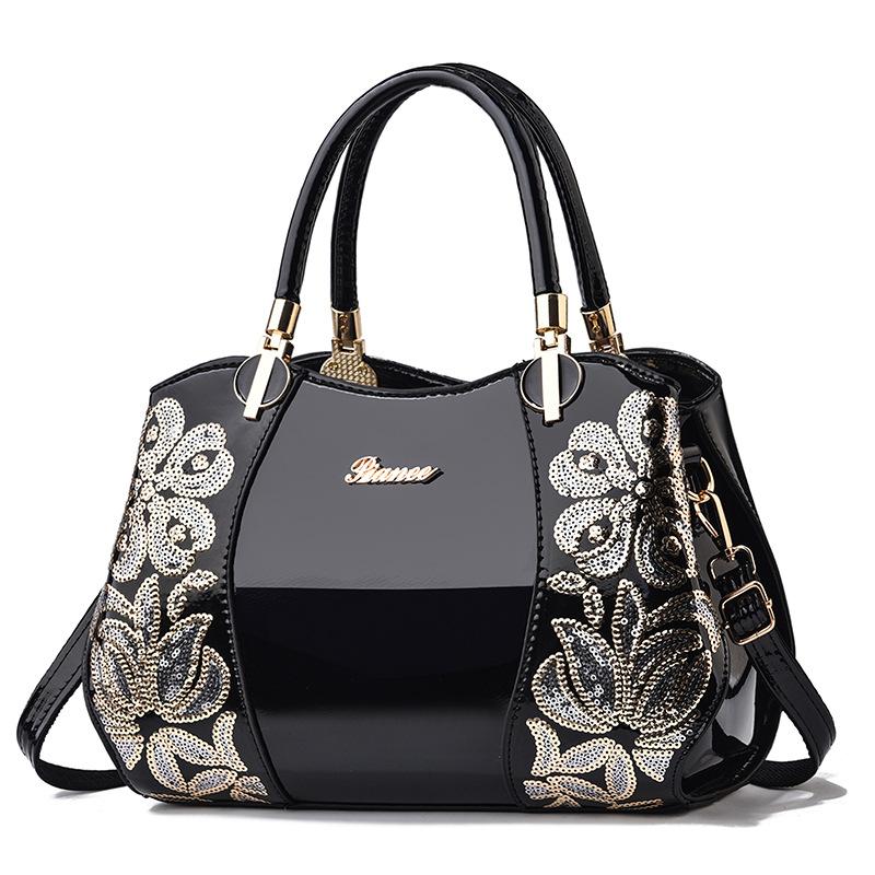 Large capacity embroidered handbag