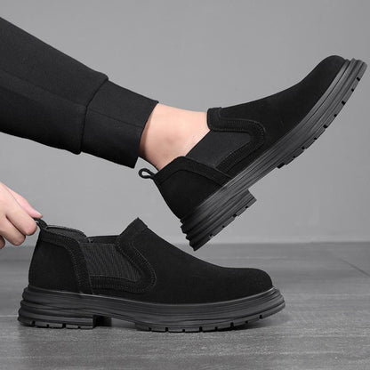 Black Leather Big Head Shoes