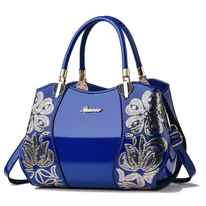 Large capacity embroidered handbag