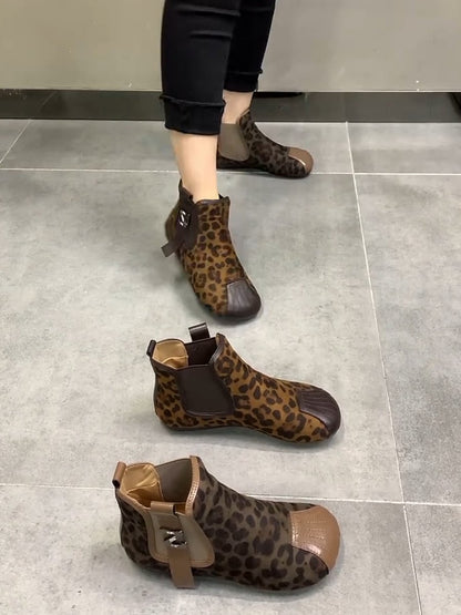 Leopard print soft sole women's boots