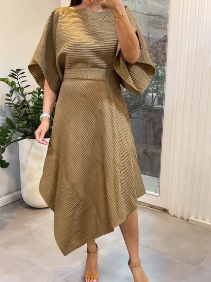 Elegant casual irregular apricot dress