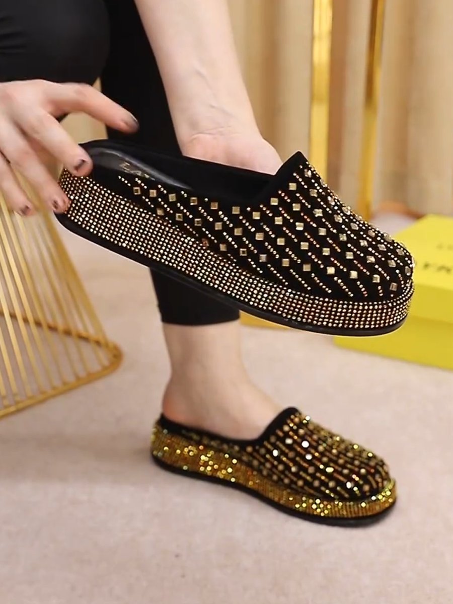 2024 Women's Fashion Thick-soled Diamond Slippers