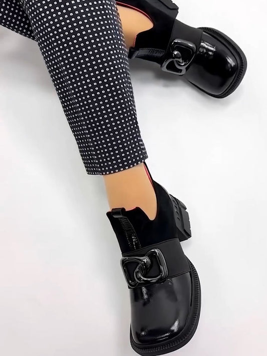 Black leather women's boots