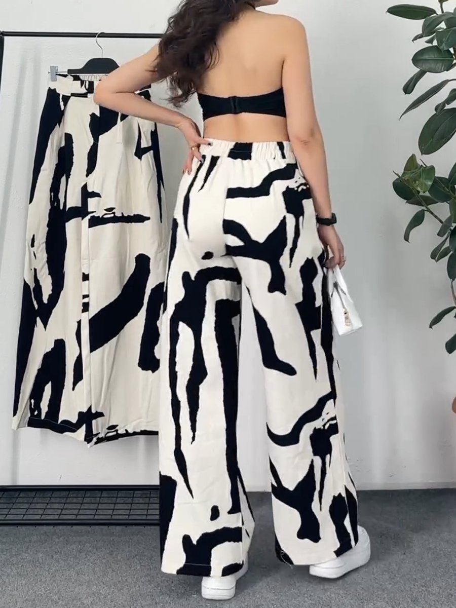 Women's printed wide leg pants