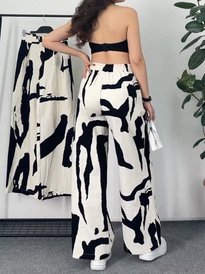 Women's printed wide leg pants