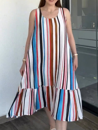 Multicolor striped sleeveless dress