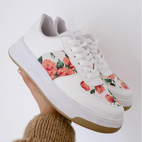 Women's Rose Floral Casual Sneakers