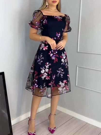 Floral embroidered dress