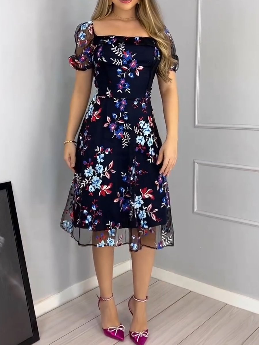 Floral embroidered dress