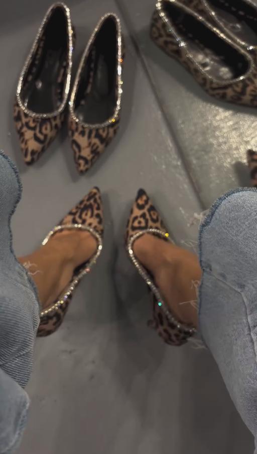 Diamond leopard print high heels