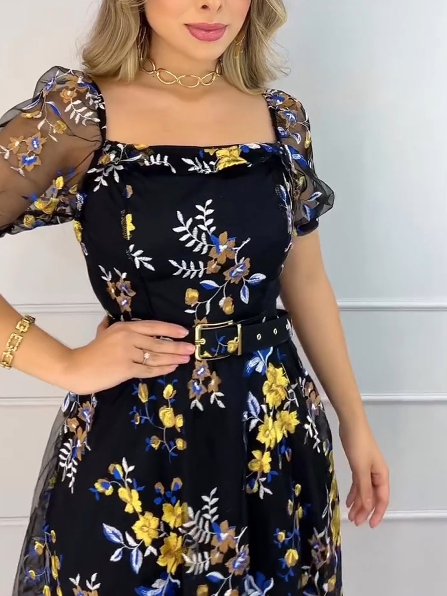 Embroidered pattern dress