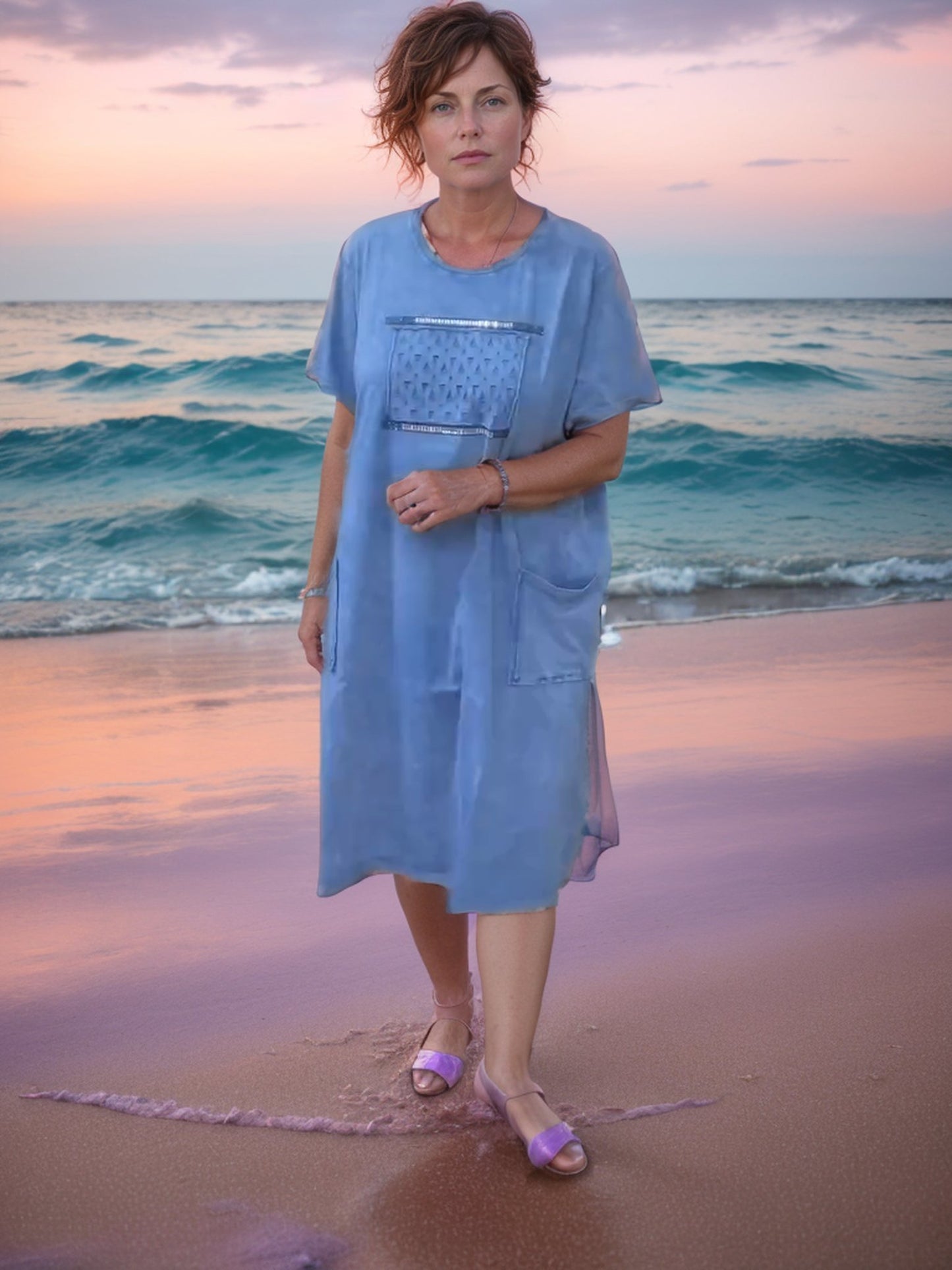 Washed denim dress