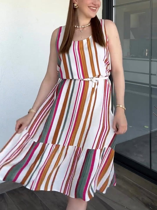 Multicolor striped sleeveless dress