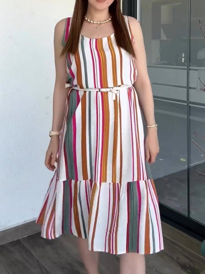 Multicolor striped sleeveless dress