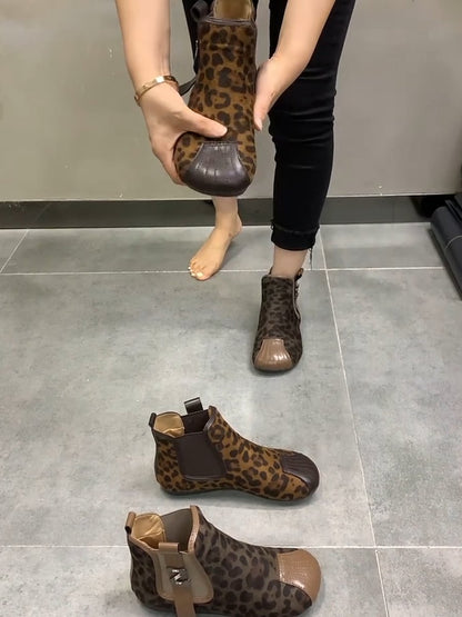 Leopard print soft sole women's boots