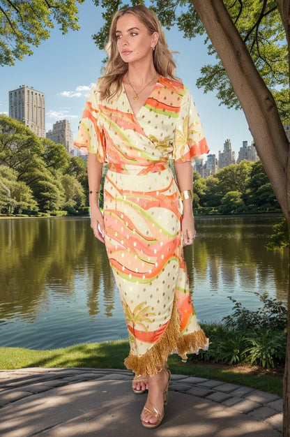 Palm Ceryes Wrap Dress